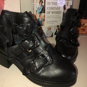 Top Shop Black Leather Buckle Boots